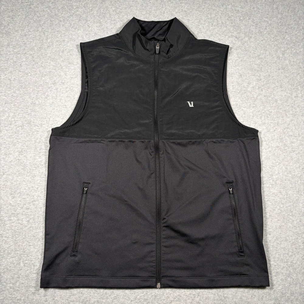 Vuori Sunday Element Vest Mens Large Black Full Zip Sleeveless V286 Performance